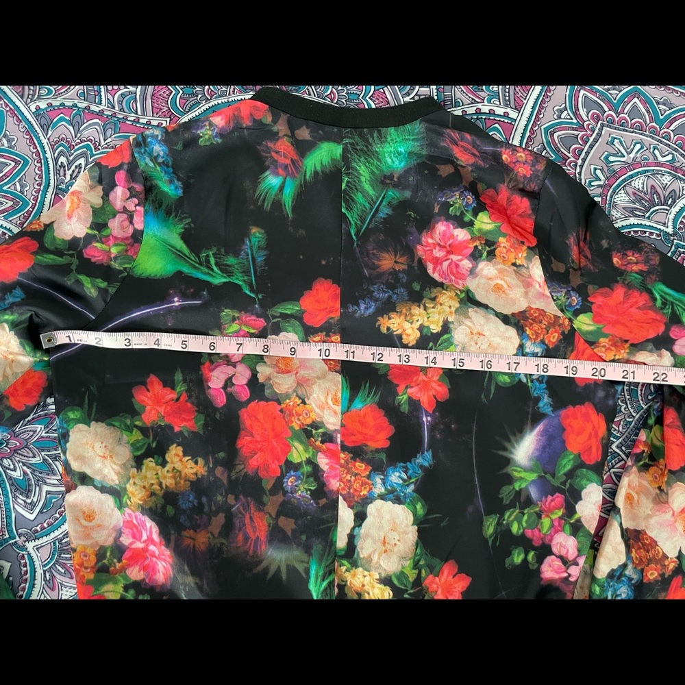 Floral Satin Finish Bomber Jacket - Picture 7 of 14